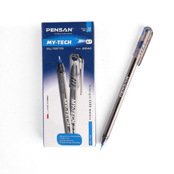 قلم ماى تك تركى سن 7 ملم حبر جاف بينسان علبة 12 قلم لون ازرق