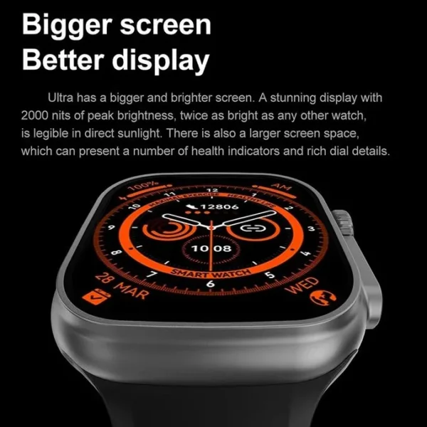 ساعة t800 ultra smart watch لون اسود تدعم شحن لاسلكى