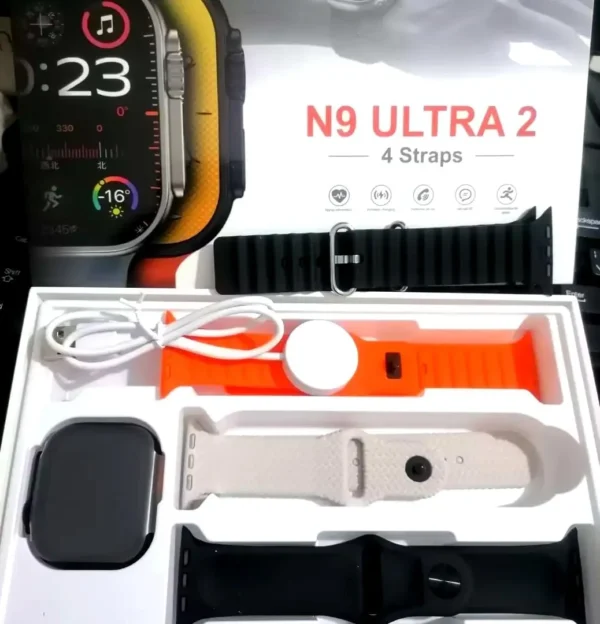 ساعة N9 Ultra 2 الذكية شاشة كاملة مع 4 استراب