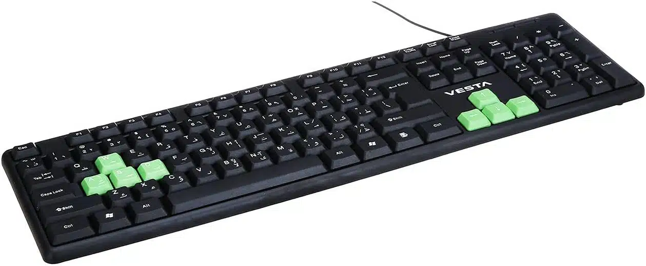 لوحة مفاتيح فيستا موديل KB-47021 لون اسود انجليزى وعربى