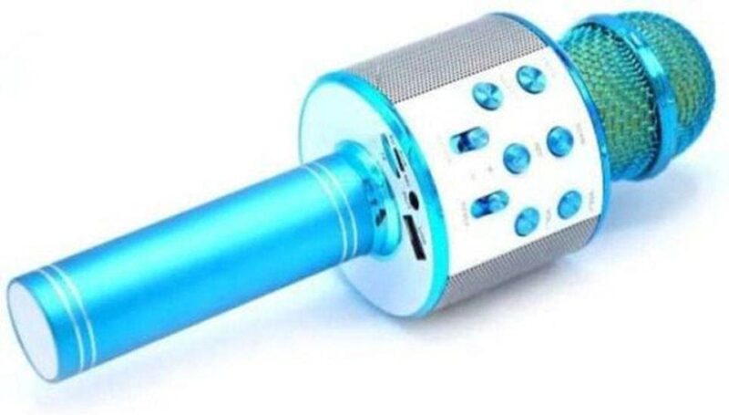 صب مايك بلوتوث كاريوكي للاطفال لون ازرق يدعم توصيل USB