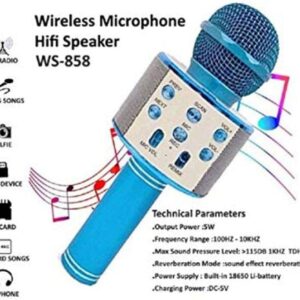 ⁦صب مايك بلوتوث كاريوكي للاطفال لون ازرق يدعم توصيل USB⁩ - الصورة ⁦2⁩
