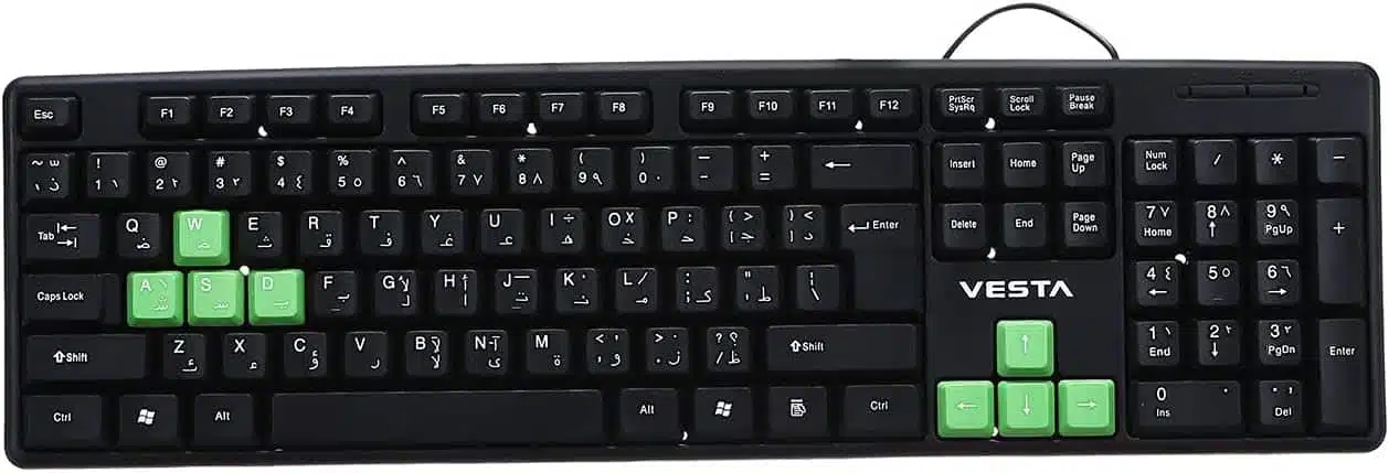 ⁦لوحة مفاتيح فيستا موديل KB-47021 لون اسود انجليزى وعربى⁩ - الصورة ⁦3⁩