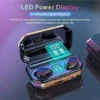 سماعة m12 بلوتوث مزودة بكشاف وعلبة شحن ومؤشر LED