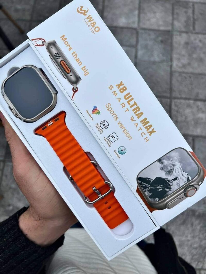 ساعة X8 ultra max لون اورانج بلوتوث