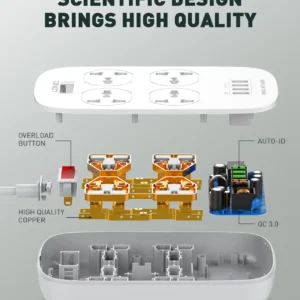 مشترك كهرباء SC4407 سلك 2 متر 4 منافذ 4 USB من لدنيو