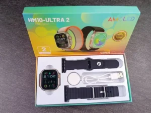 ساعة hm 10 ultra 2 شاشة اموليد و2 استراب وشحن لاسلكى