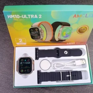 ساعة hm 10 ultra 2 شاشة اموليد و2 استراب وشحن لاسلكى