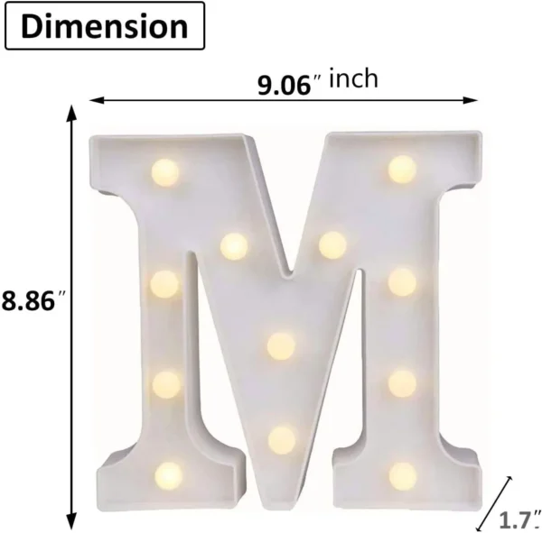حرف m مضيء بينور LED للحفلات وتزيين ديكور المنزل