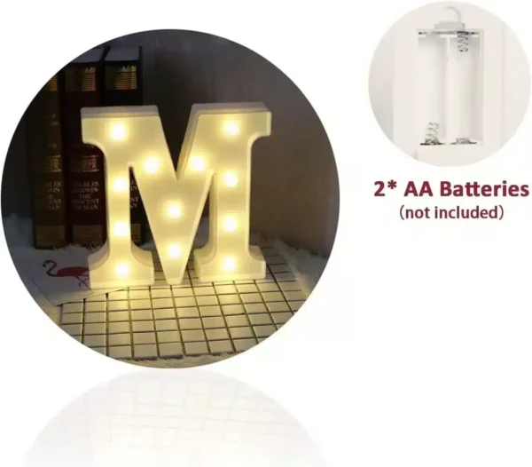 حرف m مضيء بينور LED للحفلات وتزيين ديكور المنزل