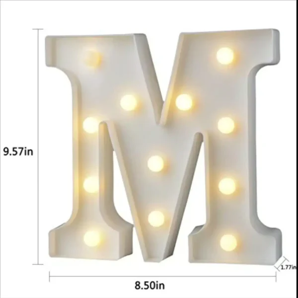 حرف m مضيء بينور LED للحفلات وتزيين ديكور المنزل