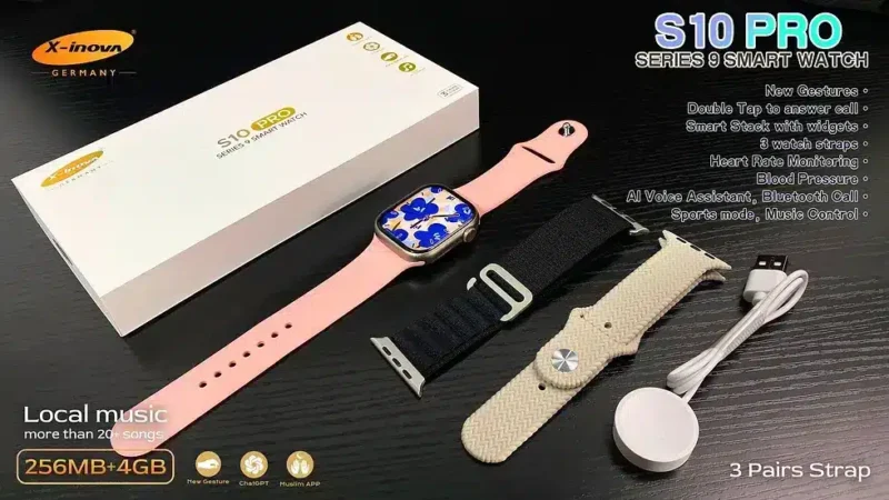 ساعة سمارت s10 pro x-inova سيريس 9 لون روز جولد