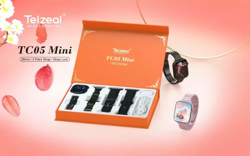 ساعة تيلزيل tc05 mini مع 3 إستراب وشحن لاسلكى