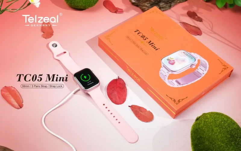 ساعة تيلزيل tc05 mini مع 3 إستراب وشحن لاسلكى