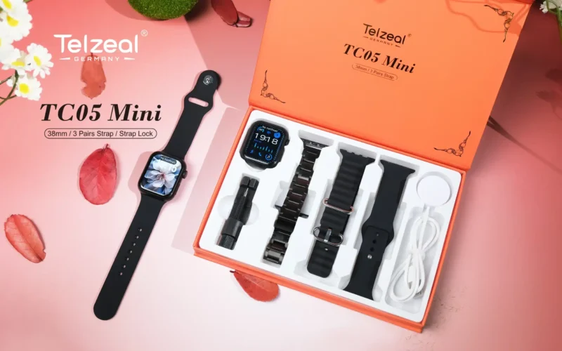 ساعة تيلزيل tc05 mini مع 3 إستراب وشحن لاسلكى