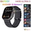 ساعة hk10 ultra 3 لون اسود مواصفات حجم شاشه 2.02 بوصة