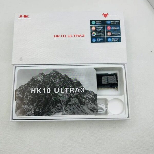 ساعة hk10 ultra 3 لون اسود مواصفات حجم شاشه 2.02 بوصة