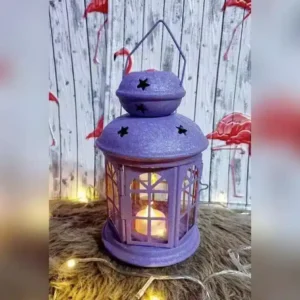 فانوس رمضان جلد تمساح معدنى مع شمعة إلكترونية هدية مضىء