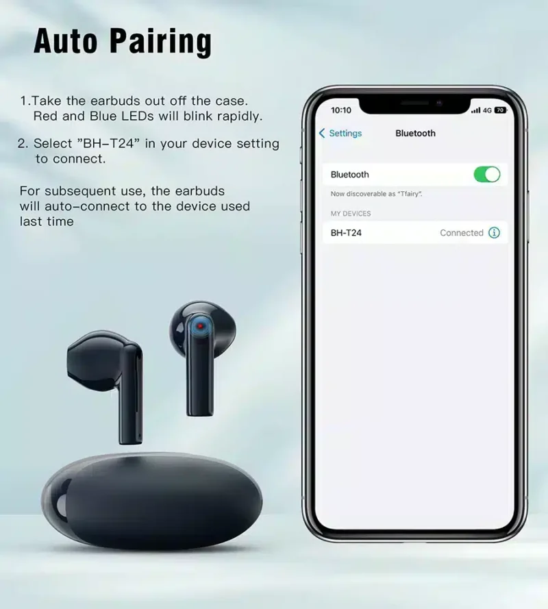 سماعة ايربودز موديل BH-T24 خاصية عزل ضوضاء من Choetech
