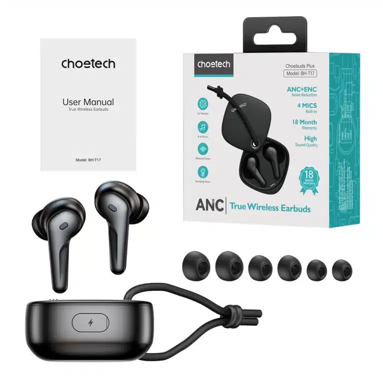 سماعة ايربودز choetech bh-t17 ENC خاصية عزل الضوضاء 1 Choetech BH-T17 Soulpods Pro ANC + ENC TWS - Black