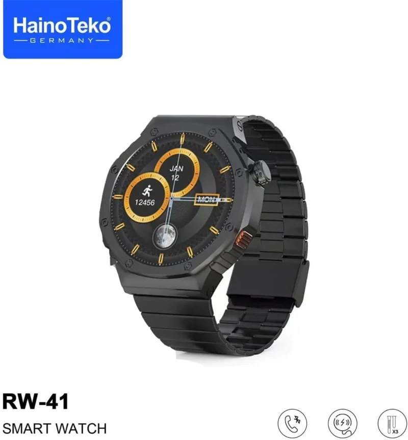 ساعة rw 41 haino teko دائرية من هاينو تيكو شاشة اموليد مع 3 ستراب