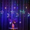 ستارة رمضان المضيئة هلال ونجمة زينة ليد للاحتفال إضاءة الوان