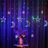 ستارة رمضان المضيئة هلال ونجمة زينة ليد للاحتفال إضاءة الوان