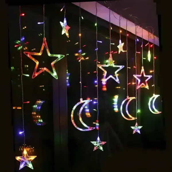 ستارة رمضان المضيئة هلال ونجمة زينة ليد للاحتفال إضاءة الوان