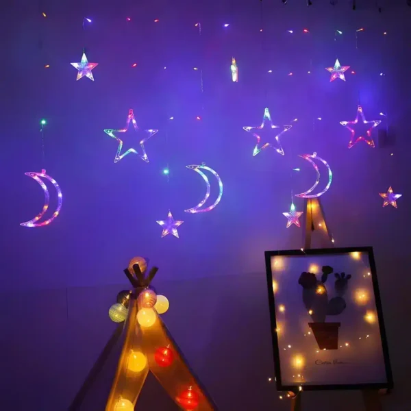 ستارة رمضان المضيئة هلال ونجمة زينة ليد للاحتفال إضاءة