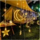 ستارة رمضان المضيئة هلال ونجمة زينة ليد للاحتفال إضاءة وورم