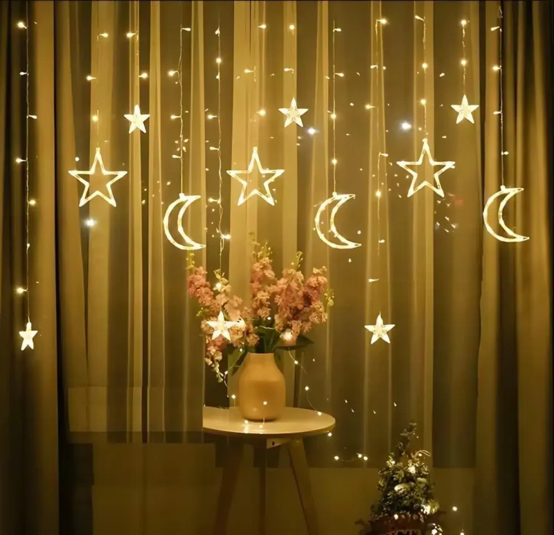 ستارة رمضان المضيئة هلال ونجمة زينة ليد للاحتفال إضاءة وورم