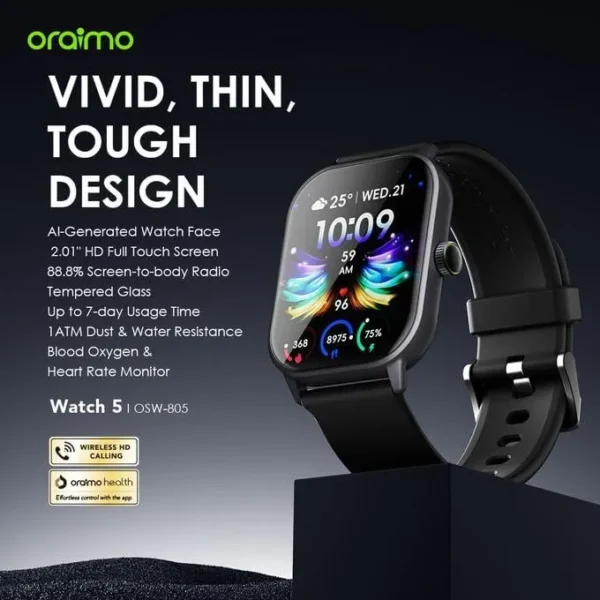 ساعة اورايمو OSW-805 بلوتوث شاشة 2.01 بوصة مقاومة للماء