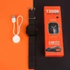 ساعة بلوتوث t2000 ultra شاشة 2,08 بوصة لون اسود