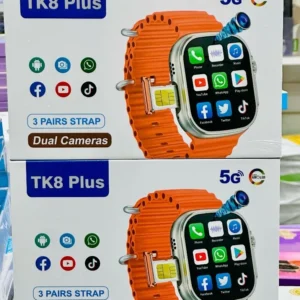 ساعة بشريحة موبايل و2 كاميرا tk8 plus 5g تدعم واى فاى