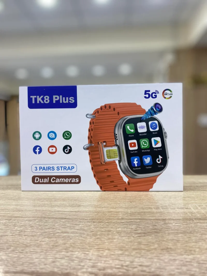 ساعة بشريحة موبايل و2 كاميرا tk8 plus 5g تدعم واى فاى