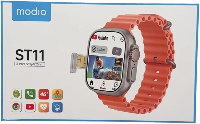 ساعة بشريحة اتصال ST11 Modio 4G Sim Ultra مع 3 ستراب 64/4