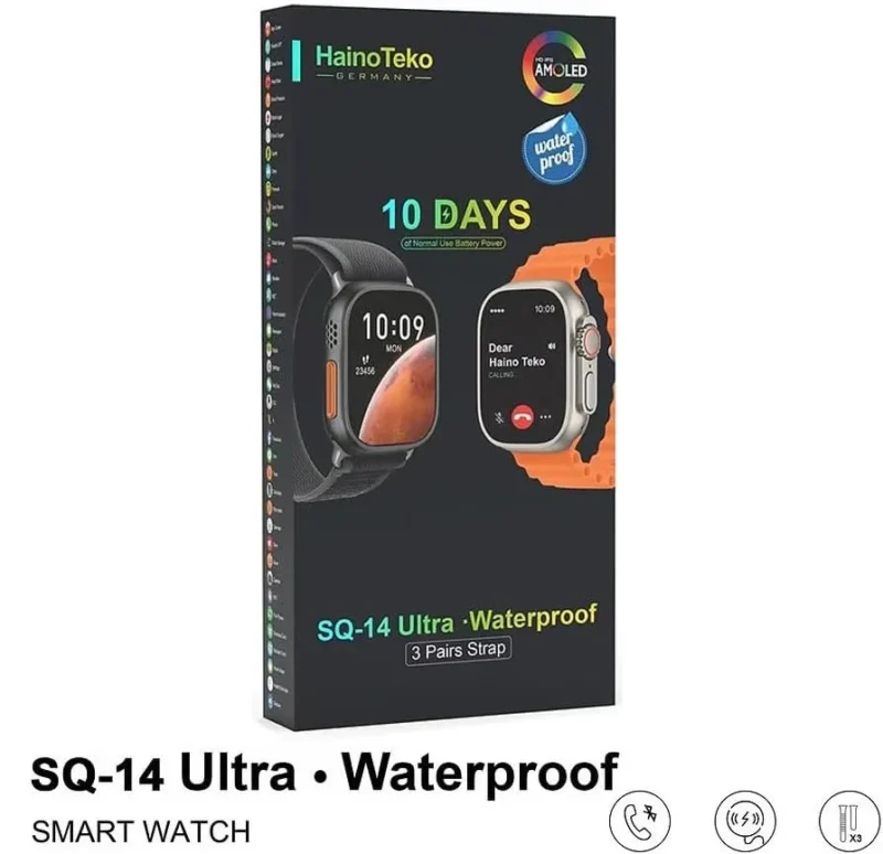 ساعة سمارت haino teko sq 14 ultra شاشة اموليد مع 3 ستراب