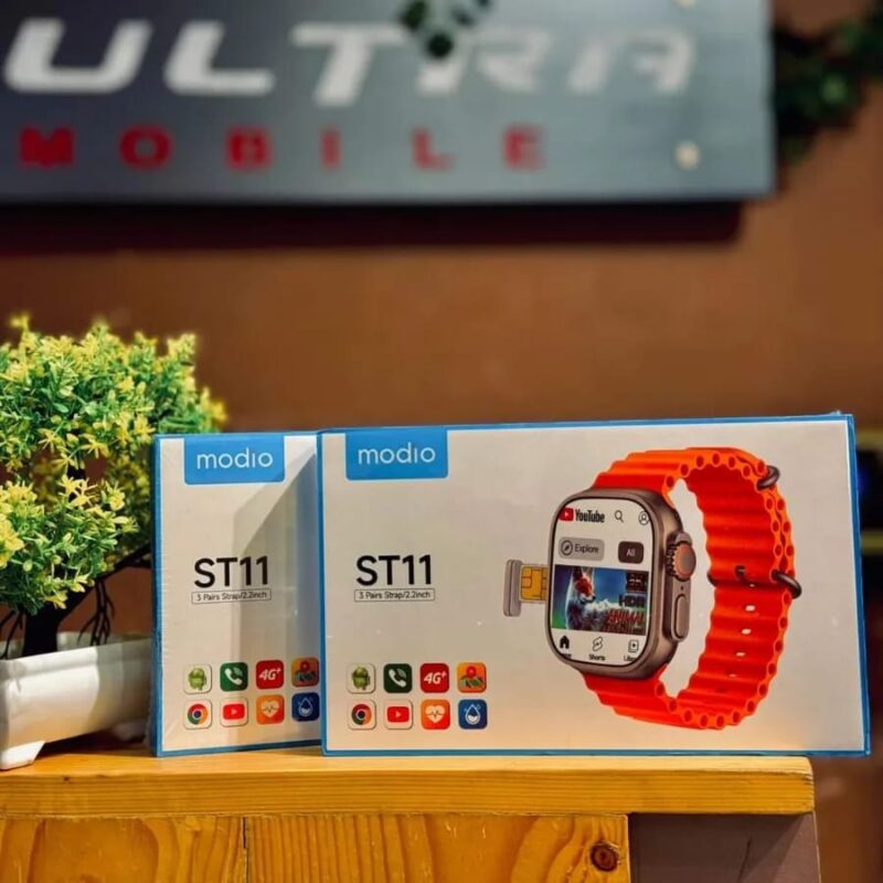 ساعة بشريحة اتصال ST11 Modio 4G Sim Ultra مع 3 ستراب 64/4