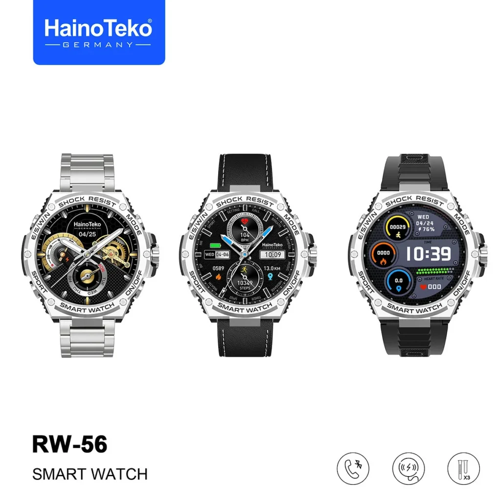ساعة ذكية مستديرة haino teko rw 56 بلوتوث مع 3 ستراب