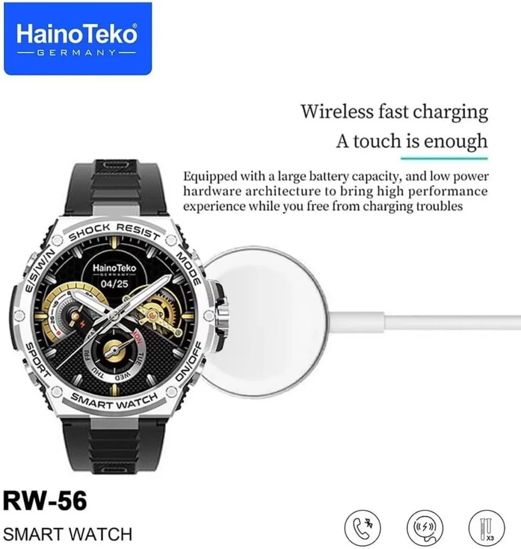 ساعة ذكية مستديرة haino teko rw 56 بلوتوث مع 3 ستراب