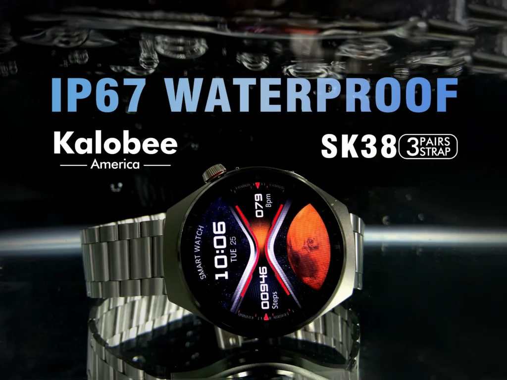 ساعة سمارت دائرية sk38 watch Kalobee شاشة اموليد و3 ستراب