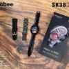 ساعة سمارت دائرية sk38 watch Kalobee شاشة اموليد و3 ستراب لون سيلفر