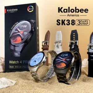 ساعة سمارت دائرية sk38 watch Kalobee شاشة اموليد و3 ستراب