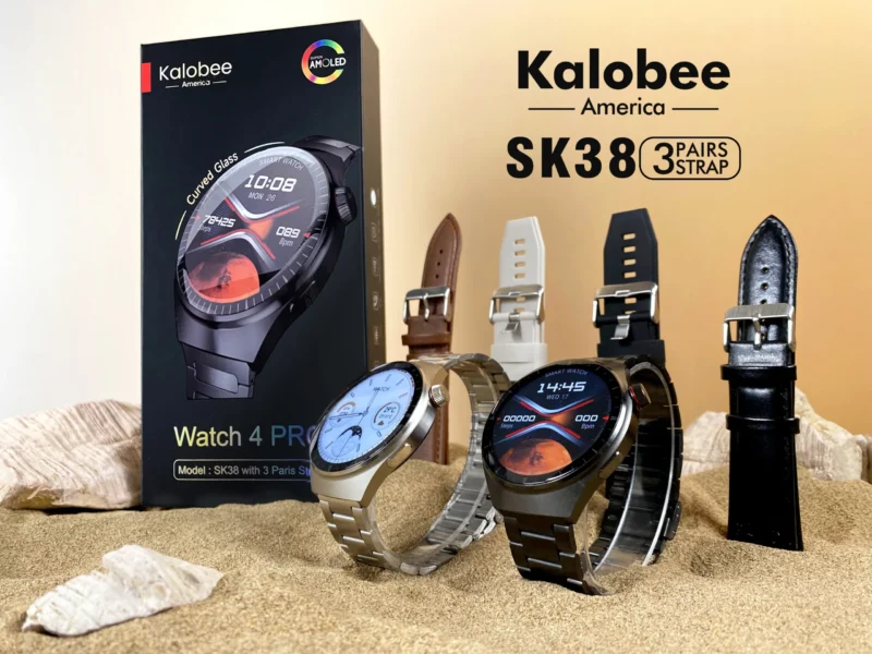 ساعة سمارت دائرية sk38 watch Kalobee شاشة اموليد و3 ستراب