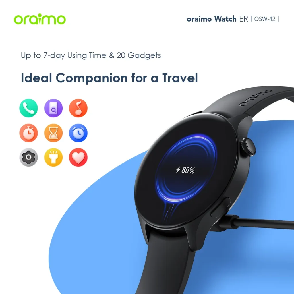 ساعة اورايمو Oraimo OSW-42 شاشة اموليد مقاومة للماء لون اسود