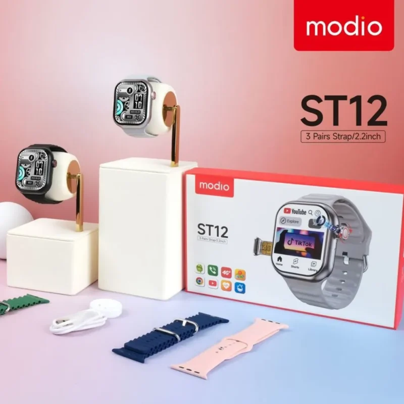 ساعة بشريحة sim وكاميرا modio st12 تدعم جوجل ماب لون سيلفر