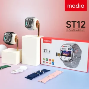 ساعة بشريحة sim وكاميرا modio st12 تدعم جوجل ماب لون سيلفر