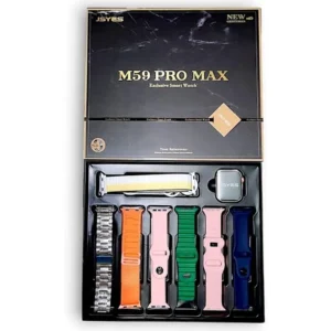 ساعة سمارت jsyes m59 pro max مع 7 ستراب لون روز جولد