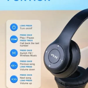 هيدفون بناتى بلوتوث b12 headphones شكل ارنب مضيئة لون اسود