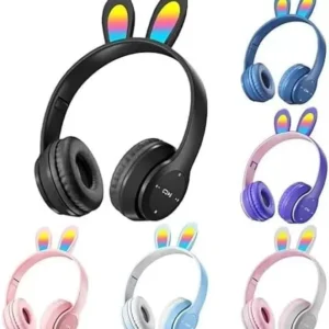 هيدفون بناتى بلوتوث b12 headphones شكل ارنب مضيئة لون كحلى